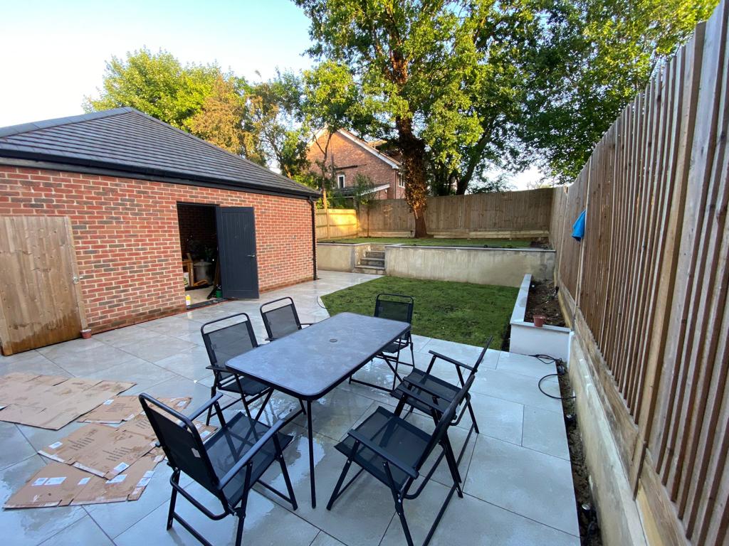 Patio with planters